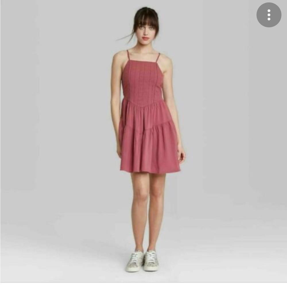 Wild Fable Women’s Sleeveless Tiered Skater Dress Burgundy Size L